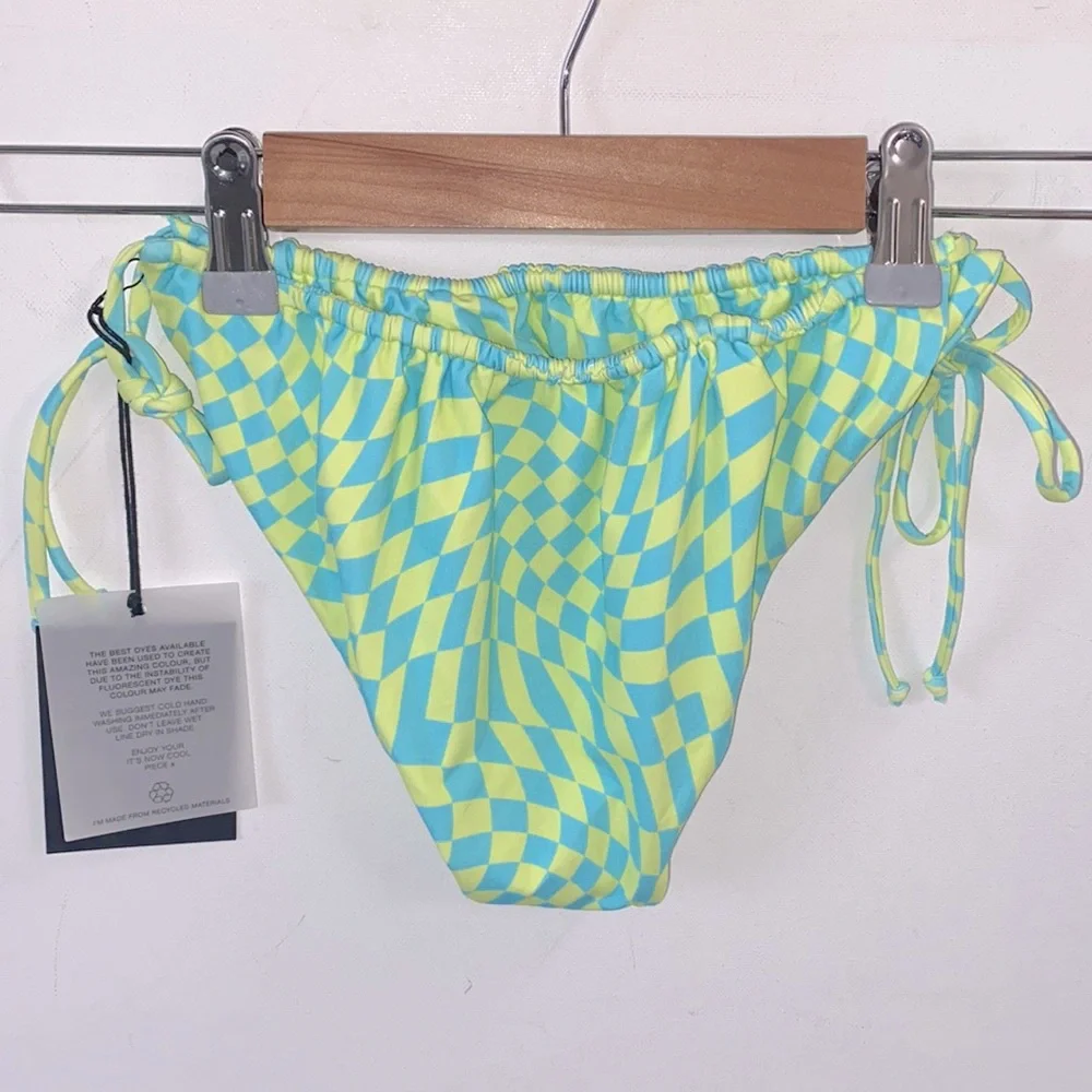 (A21) It’s‎ Now Cool The Gathered Tie Pant ONLY, Lime Wave Cheque, Size M, NWT